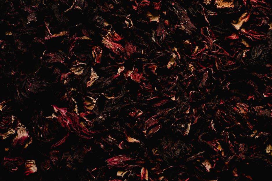 Hibiscus Flower - A detailed close-up image showcasing the rich texture of dried hibiscus flowers.